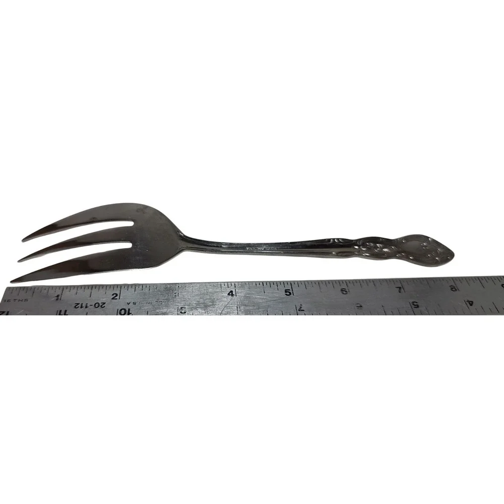 Rogers Stainless Steel Serving Fork Floral Pattern Made In Korea‎ Eight Inches